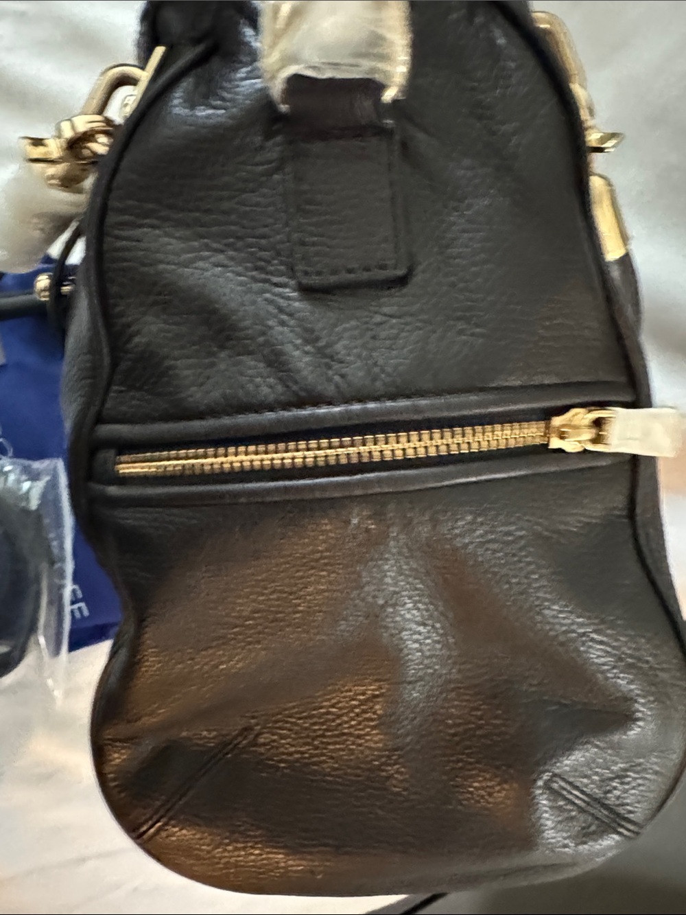 Rebecca Minkoff Black Pebble Leather Shoulder Satchel with Gold Hardware - Picture 6 of 7